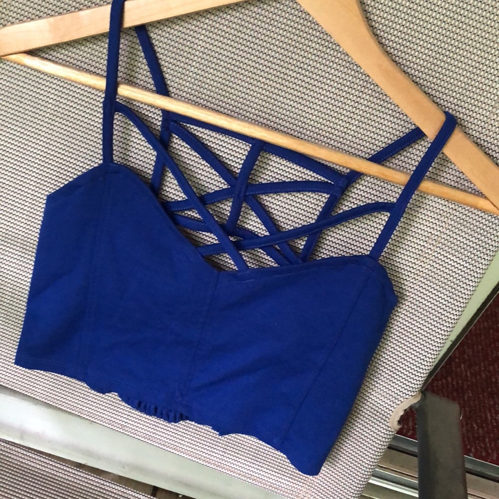 Blue Strappy Crop Top